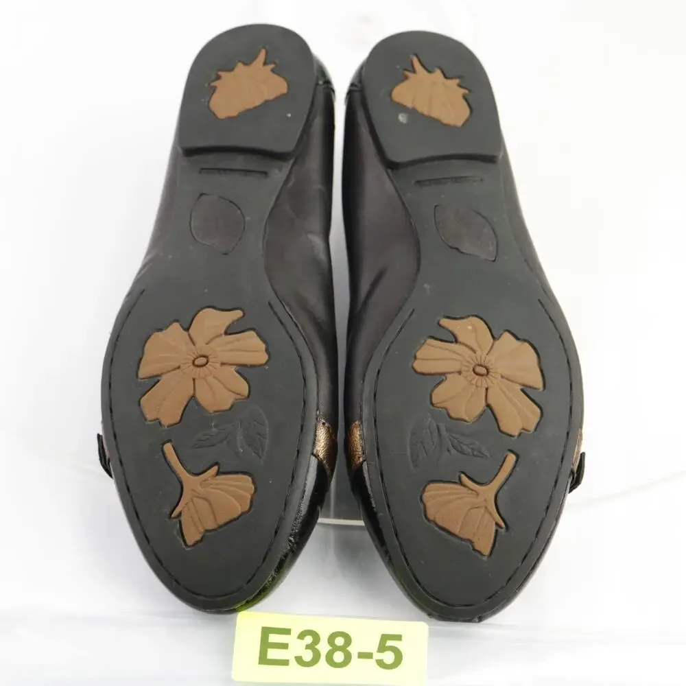 Born Womens Masia Ballet Flats Size 7 Black Leather Patent Cap Toe Slip On Shoes
